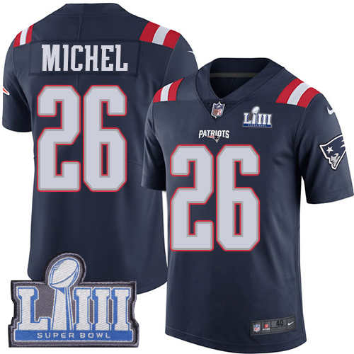 Women New England Patriots #26 Michel blue Nike Vapor Untouchable Limited 2019 Super Bowl LIII NFL Jerseys